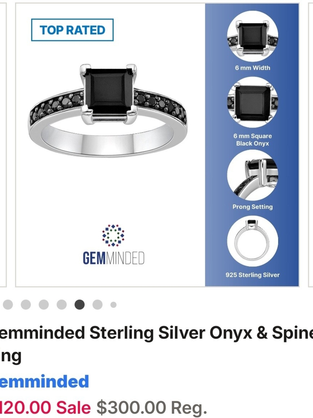 Sterling Silver Black Onyx Ring with Black Spinel Accents